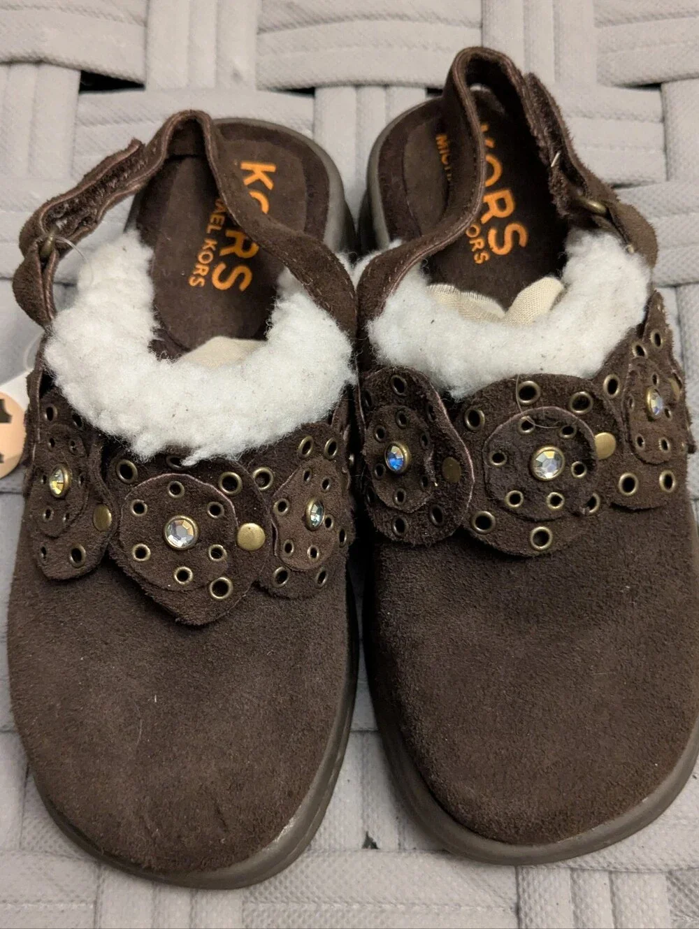 Michael Kors faux-Sherpa Lined Mules Kids Size 11 NWT